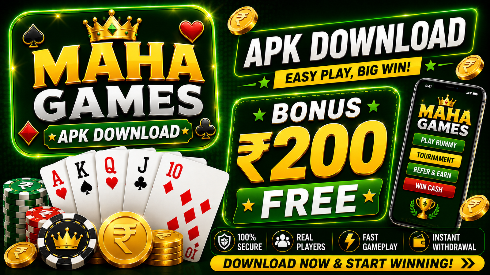MAHA GAMES APK DOWNLOAD | BONUS ₹200 FREE